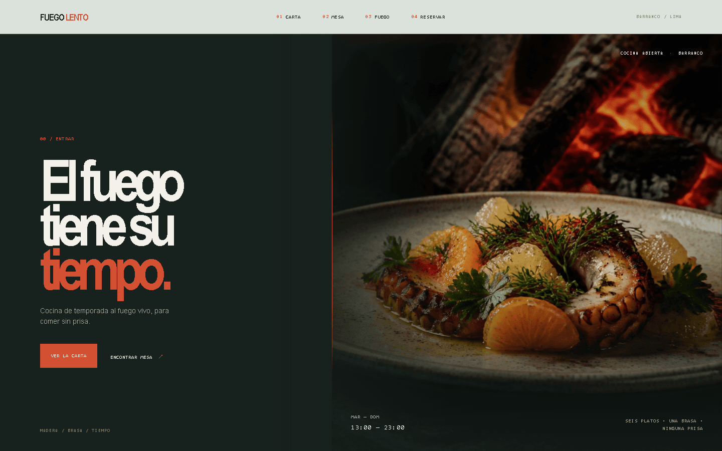 Página gastronómica Fuego Lento